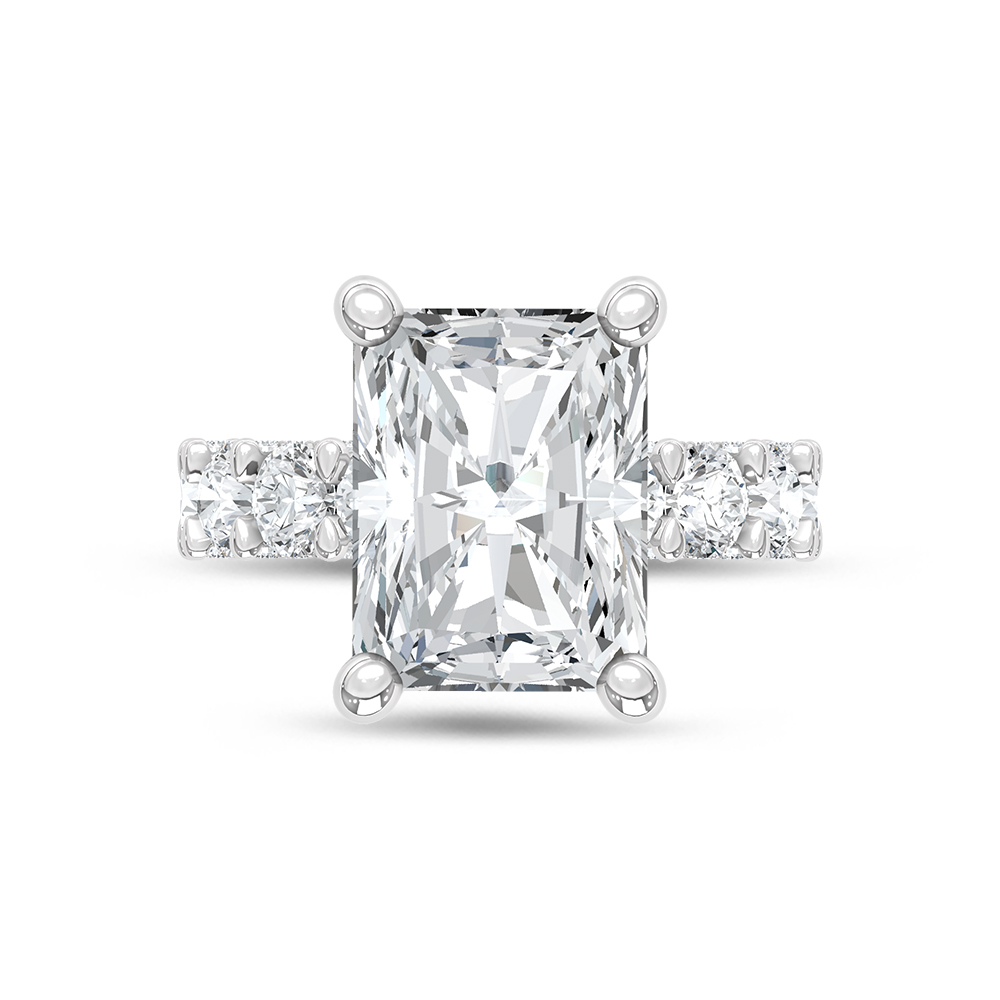 14K White Gold Lab Grown Diamond 7 3/4 Ct.Tw. Radiant Shape Engagement Ring (IGI Certified Center 5ct)
