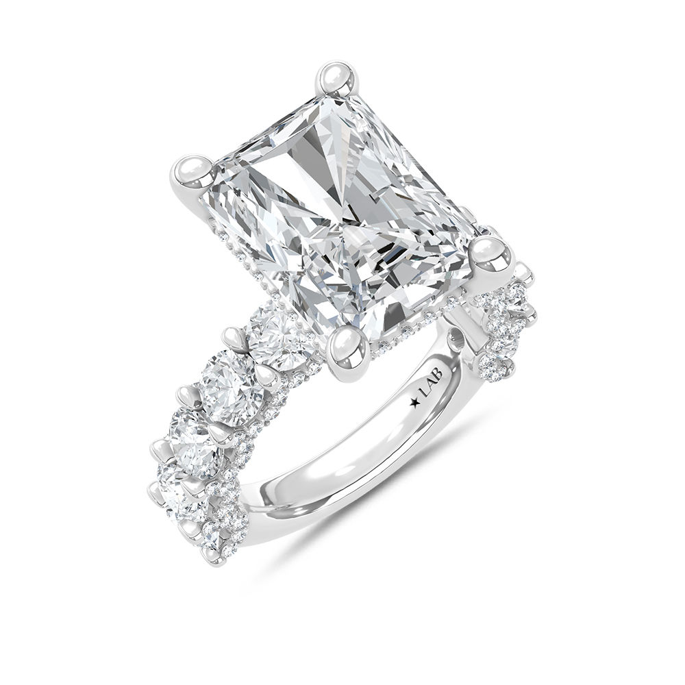 14K White Gold Lab Grown Diamond 7 3/4 Ct.Tw. Radiant Shape Engagement Ring (IGI Certified Center 5ct)