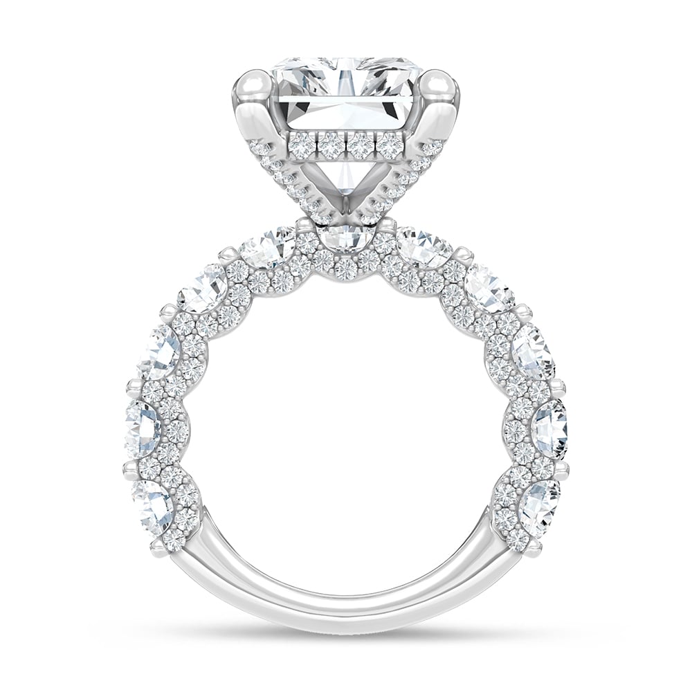 14K White Gold Lab Grown Diamond 7 3/4 Ct.Tw. Radiant Shape Engagement Ring (IGI Certified Center 5ct)