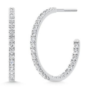 14K White Gold Lab Grown Diamond 1 Ct.Tw. Hoop Earrings