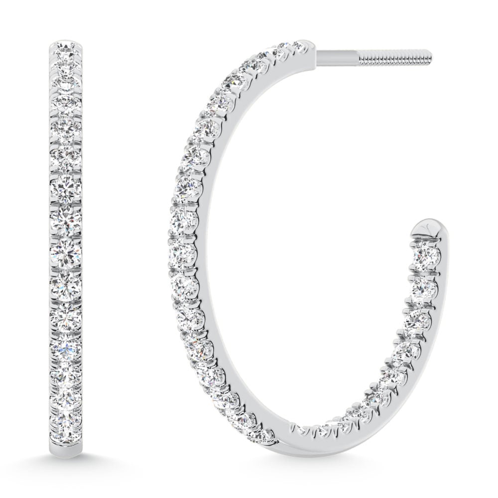 14K White Gold Lab Grown Diamond 1 Ct.Tw. Hoop Earrings