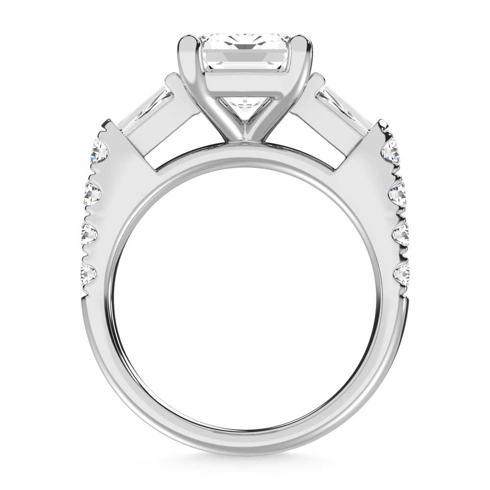 14K White Gold Lab Grown Diamond 3 5/8 Ct.Tw. Emerald Shape Three Stone Ring