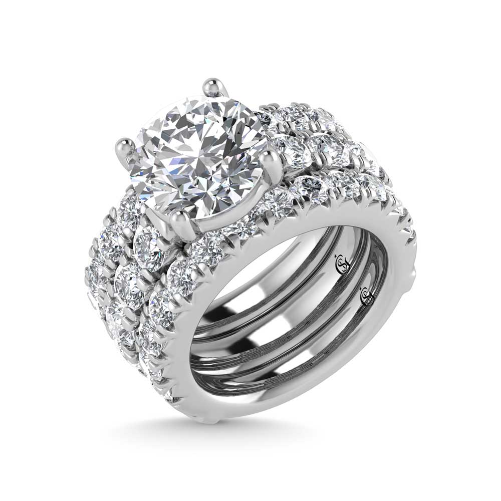 14K White Gold Lab Grown Diamond 4 7/8 Ct.Tw. Bridal Ring (IGI Certified Center 3ct)
