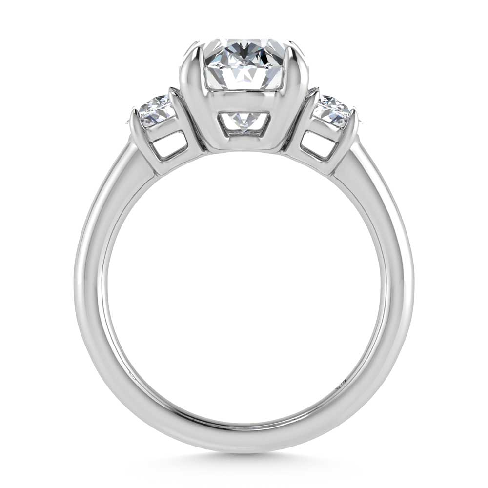 14K White Gold Lab Grown Diamond 3 3/2 Ct.Tw. Oval Shape Three Stone Engagement Ring