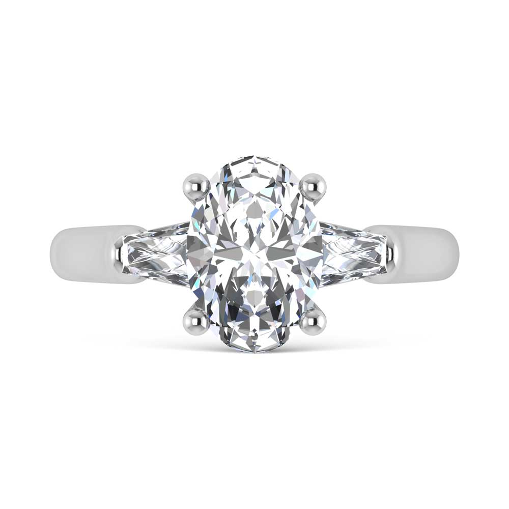 14K White Gold Lab Grown Diamond 2 5/8 Ct.Tw. Oval Shape Three Stone Engagement Ring