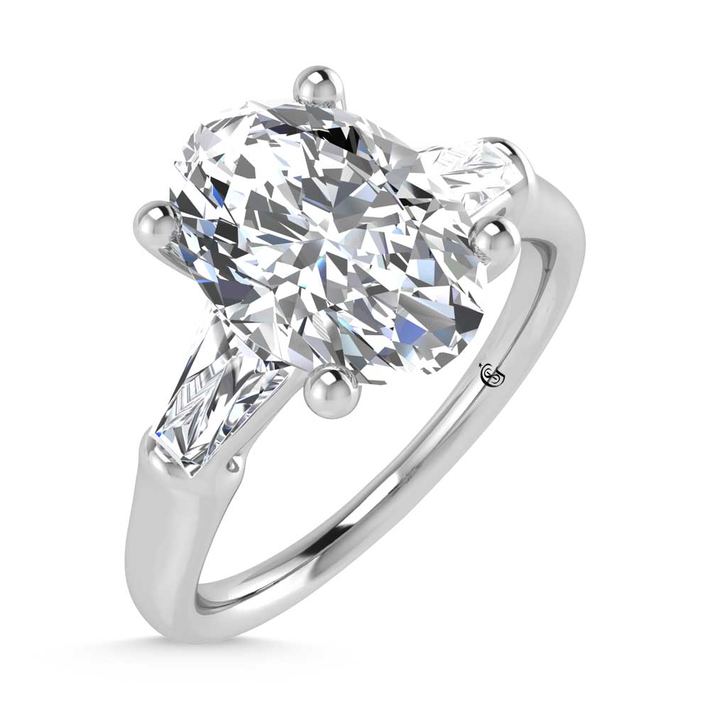 14K White Gold Lab Grown Diamond 2 5/8 Ct.Tw. Oval Shape Three Stone Engagement Ring