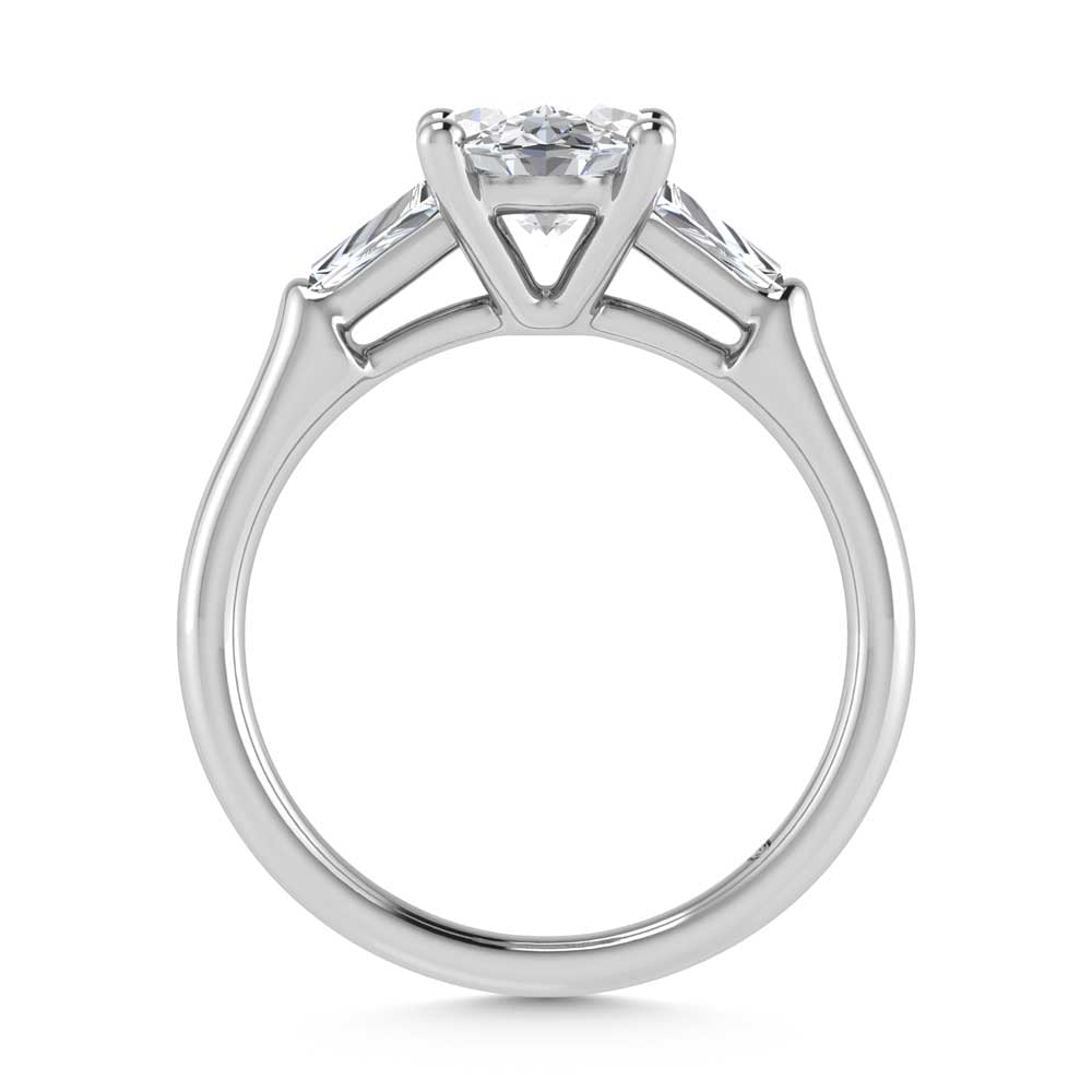 14K White Gold Lab Grown Diamond 2 5/8 Ct.Tw. Oval Shape Three Stone Engagement Ring
