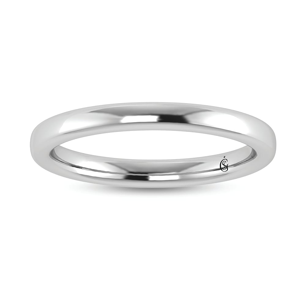 14K White Gold Plain Wedding Band