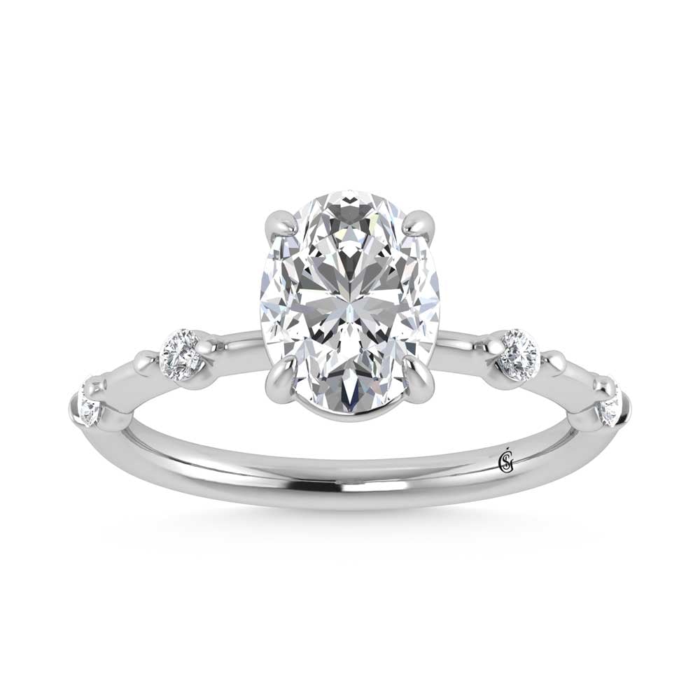 14K White Gold Lab Grown Diamond 2 1/6 Ct.Tw. Oval Shape Engagement Ring (IGI Certified Center 2ct)