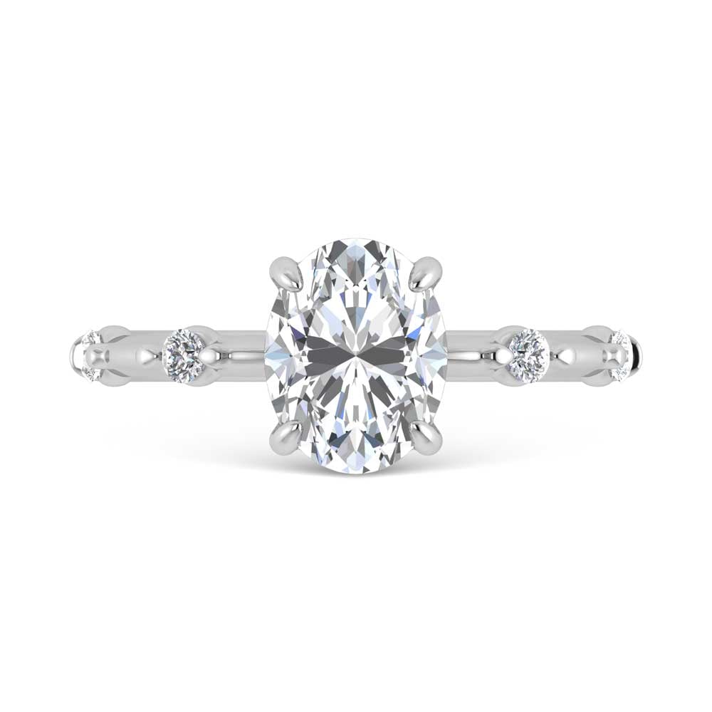 14K White Gold Lab Grown Diamond 2 1/6 Ct.Tw. Oval Shape Engagement Ring (IGI Certified Center 2ct)