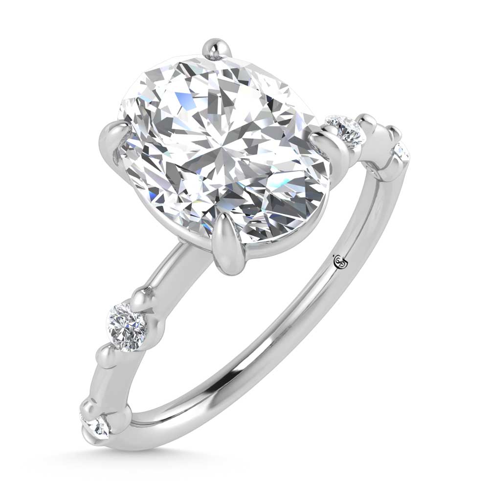 14K White Gold Lab Grown Diamond 2 1/6 Ct.Tw. Oval Shape Engagement Ring (IGI Certified Center 2ct)