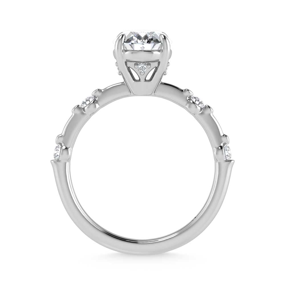 14K White Gold Lab Grown Diamond 2 1/6 Ct.Tw. Oval Shape Engagement Ring (IGI Certified Center 2ct)