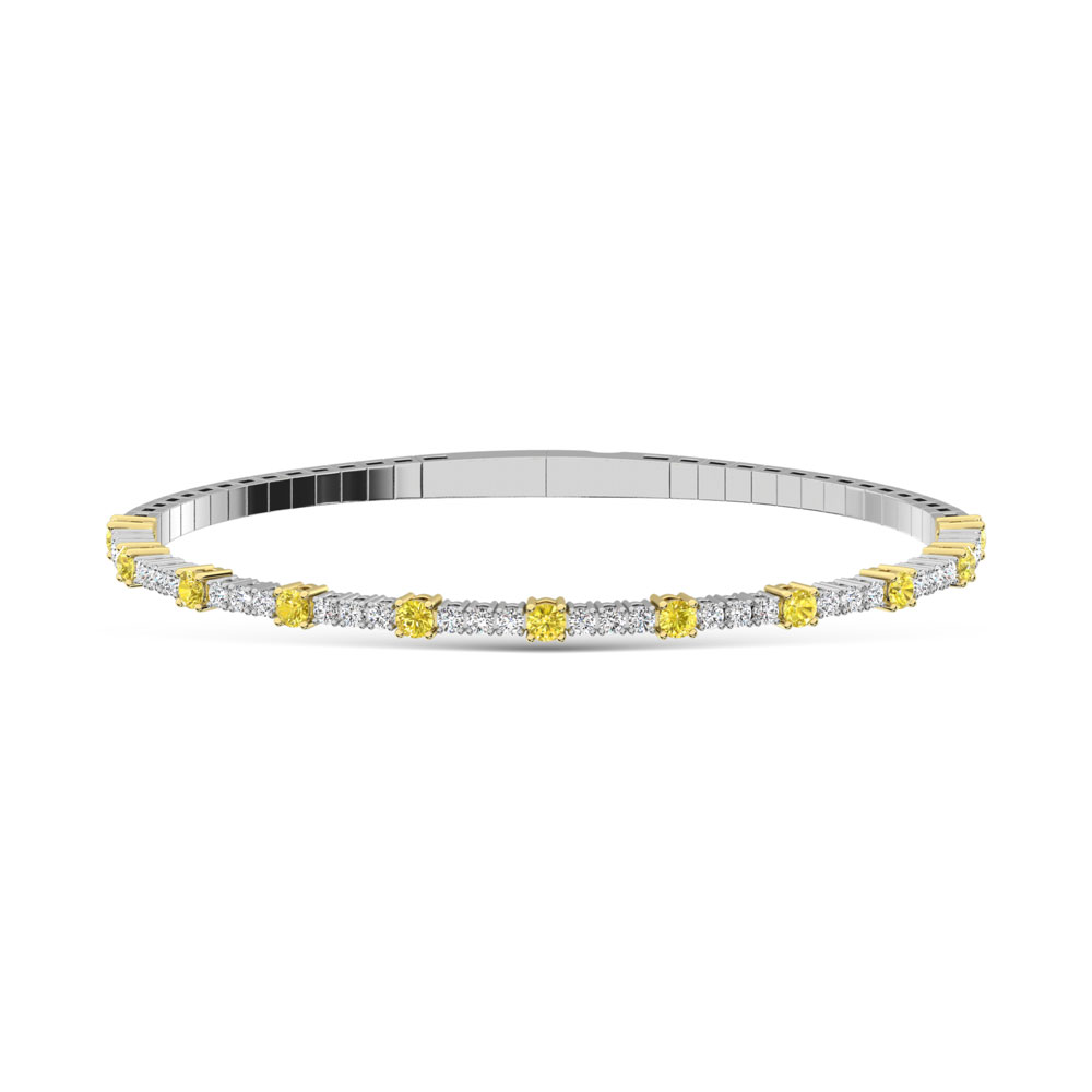 14K White Gold Lab Grown Yellow and White Diamond 1 1/6 Ct.Tw Flexi Bangle