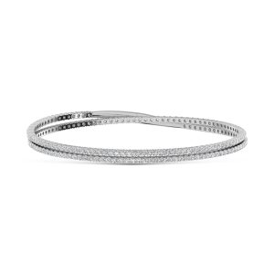 14K White Gold 4 Ct.Tw. Lab Grown Diamond 2 Row Flexi Bangle