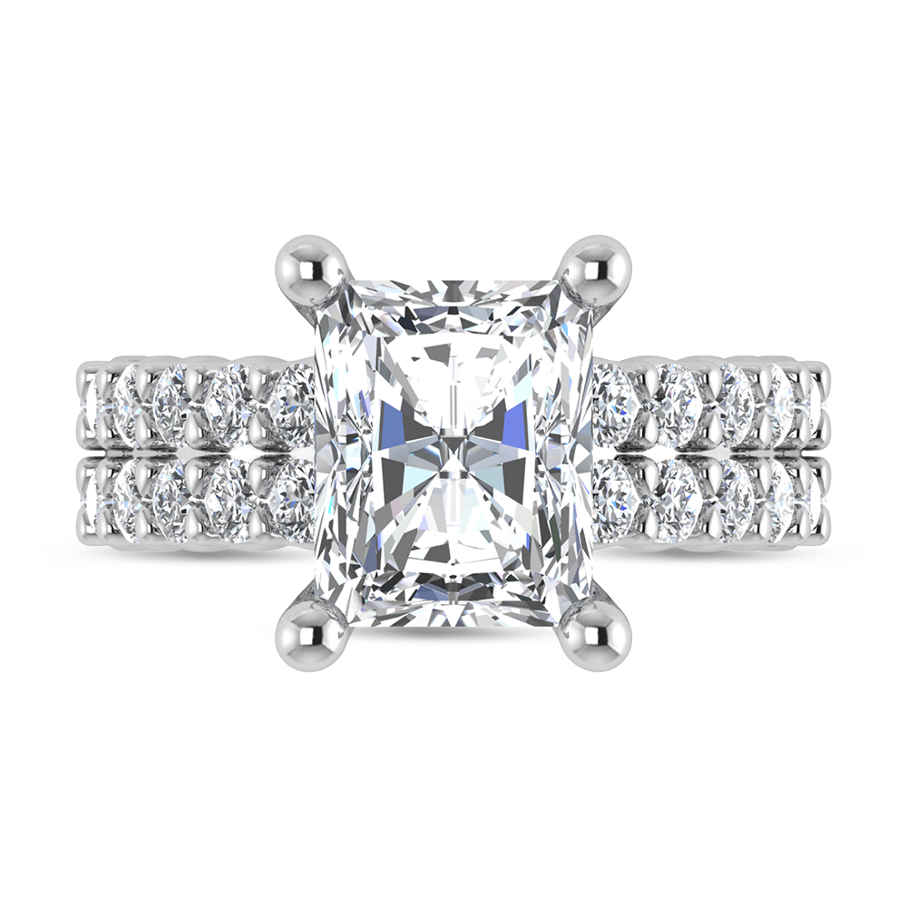 14K White Gold Lab Grown Diamond 5 1/2 Ct.Tw. Double Line Engagement Ring (IGI Certified Center 4ct)