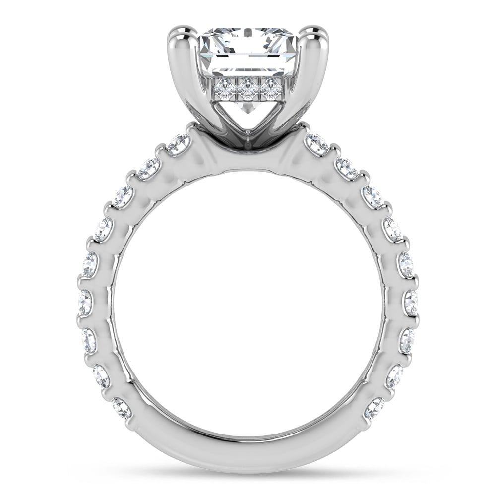 14K White Gold Lab Grown Diamond 5 1/2 Ct.Tw. Double Line Engagement Ring (IGI Certified Center 4ct)