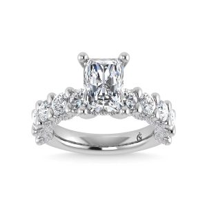 14K White Gold Lab Grown  Diamond 5 1/2 Ct.Tw. Victoria Engagement Ring (IGI Certified Center 3ct)