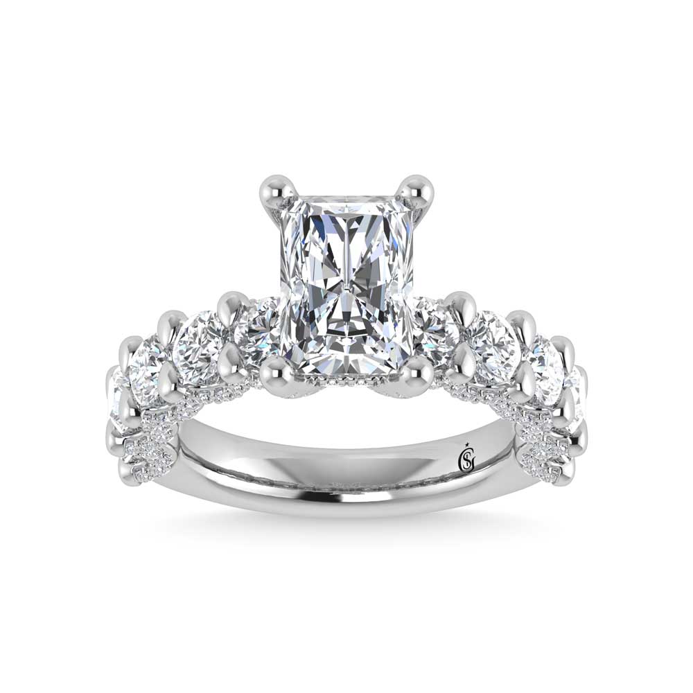14K White Gold Lab Grown Diamond 5 1/2 Ct.Tw. Victoria Engagement Ring (IGI Certified Center 3ct)