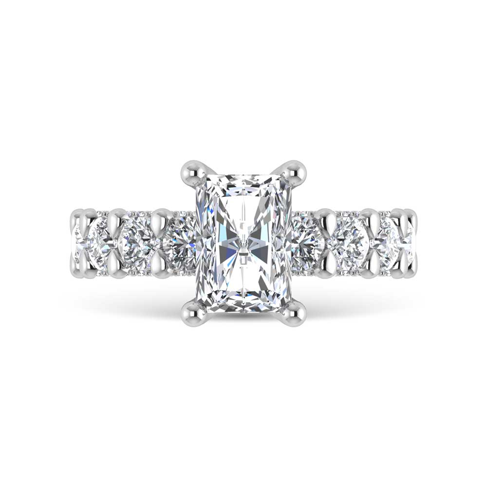 14K White Gold Lab Grown Diamond 5 1/2 Ct.Tw. Victoria Engagement Ring (IGI Certified Center 3ct)