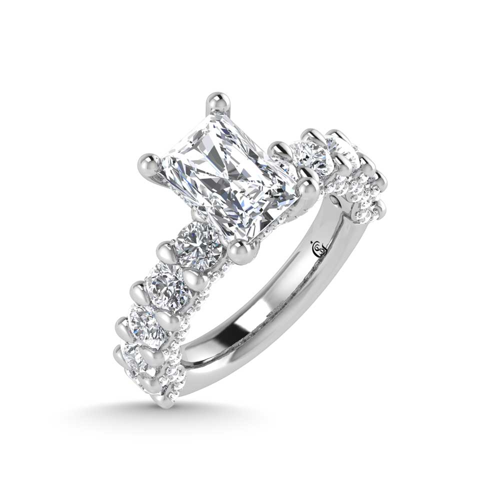 14K White Gold Lab Grown Diamond 5 1/2 Ct.Tw. Victoria Engagement Ring (IGI Certified Center 3ct)