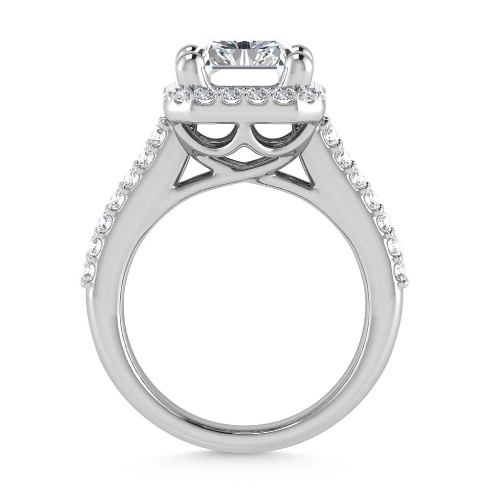 14K White Gold Lab Grown Diamond 6 7/8 Ct.Tw. Round Shank Engagement Ring (IGI Certified Center 5ct)