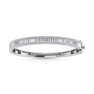14K White Gold Lab Grown Diamond 7 Ct.Tw. Cuff Bangle