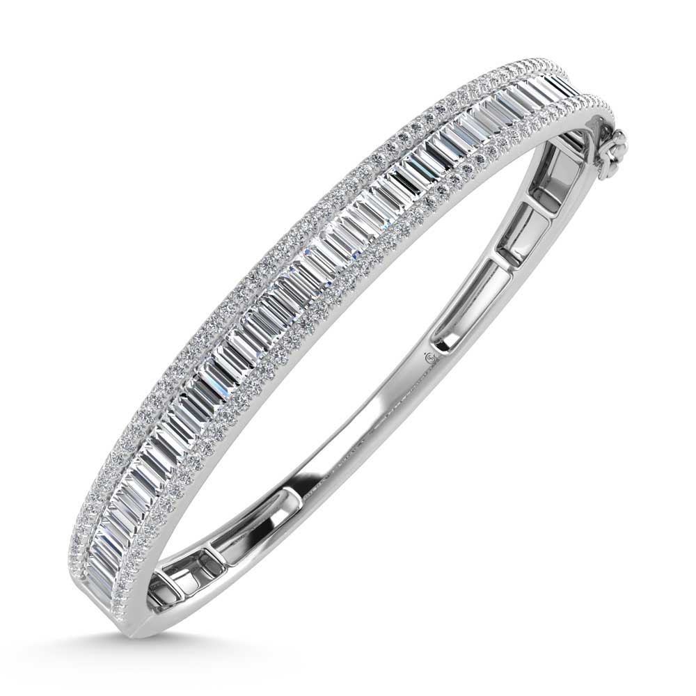 14K White Gold Lab Grown Diamond 7 Ct.Tw. Cuff Bangle