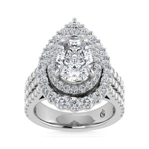 14K White Gold Lab Grown Diamond 5 Ct.Tw. Lab Grown Engagement Ring (IGI Certified Center 3ct)