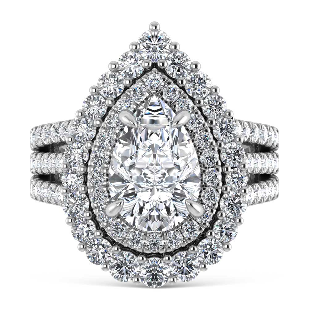 14K White Gold Lab Grown Diamond 5 Ct.Tw. Lab Grown Engagement Ring (IGI Certified Center 3ct)