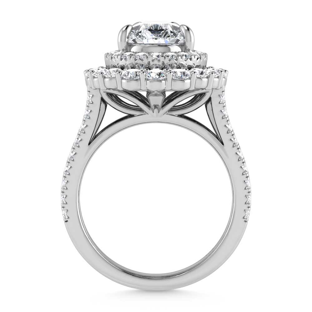 14K White Gold Lab Grown Diamond 5 Ct.Tw. Lab Grown Engagement Ring (IGI Certified Center 3ct)