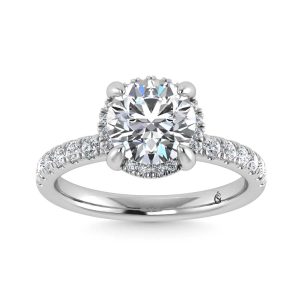14K White Gold Lab Grown Diamond 2 1/2 Ct.Tw. Round Shape Engagement Ring (IGI Certified Center 2ct)