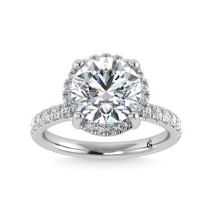 14K White Gold Lab Grown Diamond 4 5/8 Ct.Tw. Round Shape Engagement Ring (IGI Certified Center 4ct)