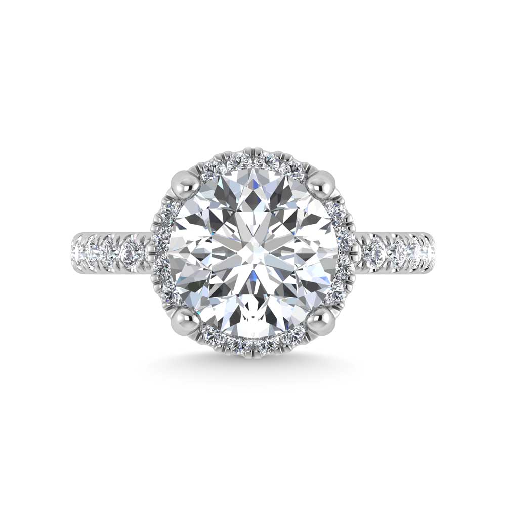 14K White Gold Lab Grown Diamond 4 5/8 Ct.Tw. Round Shape Engagement Ring (IGI Certified Center 4ct)