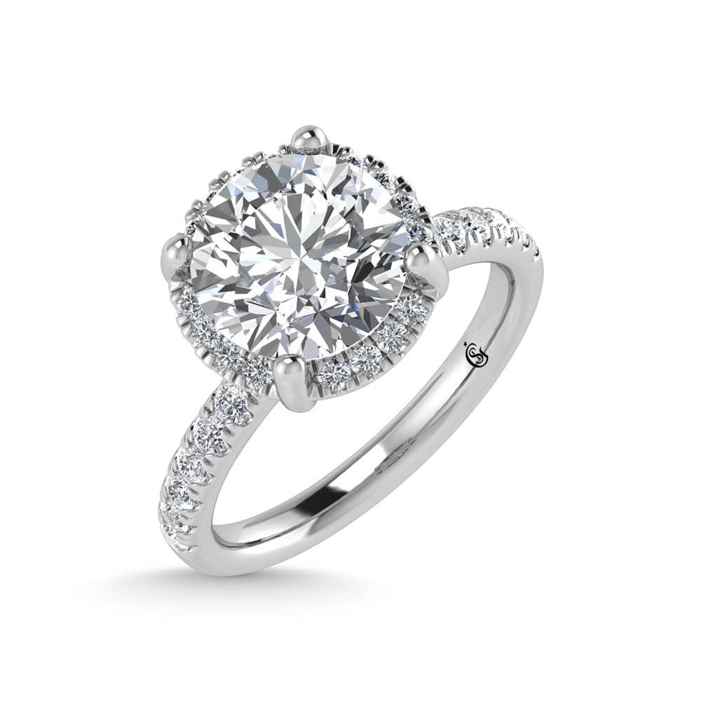 14K White Gold Lab Grown Diamond 4 5/8 Ct.Tw. Round Shape Engagement Ring (IGI Certified Center 4ct)