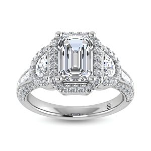 14K White Gold Lab Grown Diamond 3 Ct.Tw. Lab Grown Engagement Ring (IGI Certified Center 2ct)