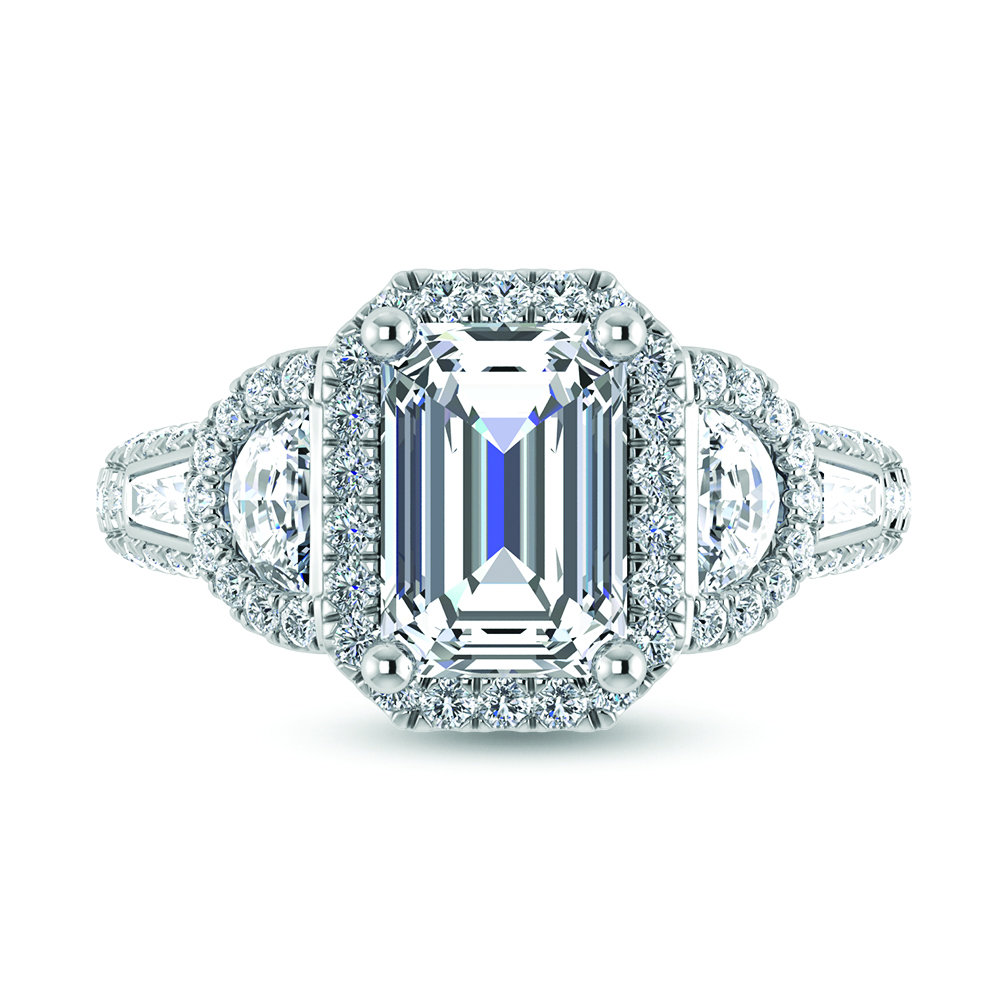 14K White Gold Lab Grown Diamond 3 Ct.Tw. Lab Grown Engagement Ring (IGI Certified Center 2ct)