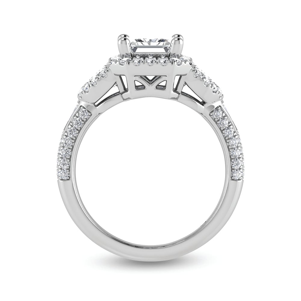 14K White Gold Lab Grown Diamond 3 Ct.Tw. Lab Grown Engagement Ring (IGI Certified Center 2ct)