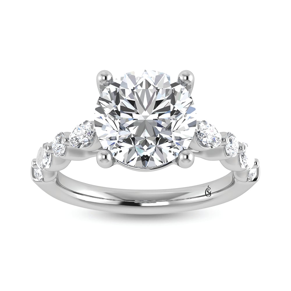 14K White Gold Lab Grown Diamond 3 5/8 Ct.Tw. Lab Grown Engagement Ring (IGI Certified Center 3ct)