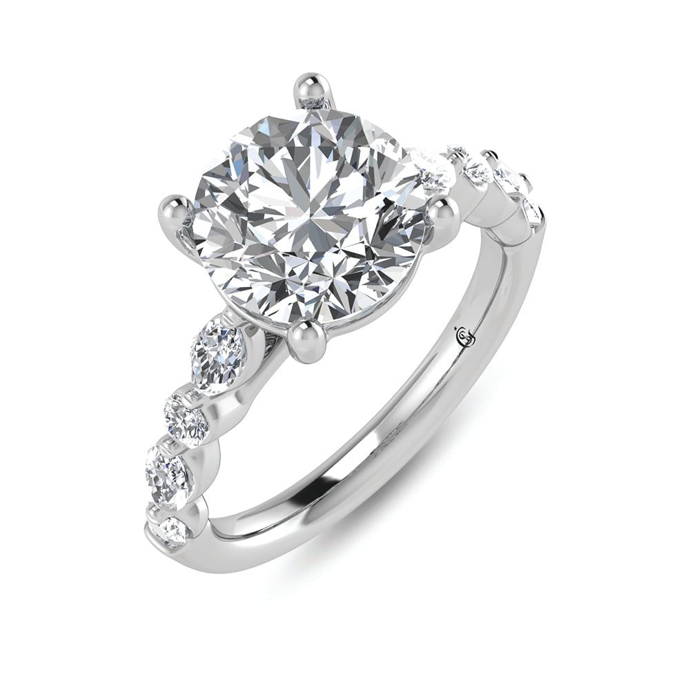 14K White Gold Lab Grown Diamond 3 5/8 Ct.Tw. Lab Grown Engagement Ring (IGI Certified Center 3ct)