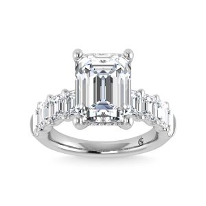 14K White Gold Lab Grown Diamond 4 3/4 Ct.Tw. Engagement Ring (IGI Certified Center 3ct)