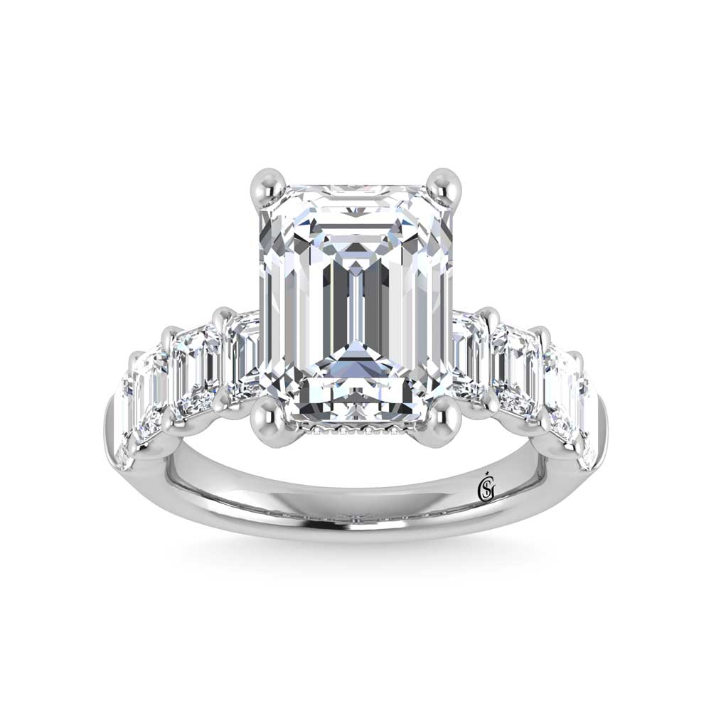 14K White Gold Lab Grown Diamond 4 3/4 Ct.Tw. Engagement Ring (IGI Certified Center 3ct)