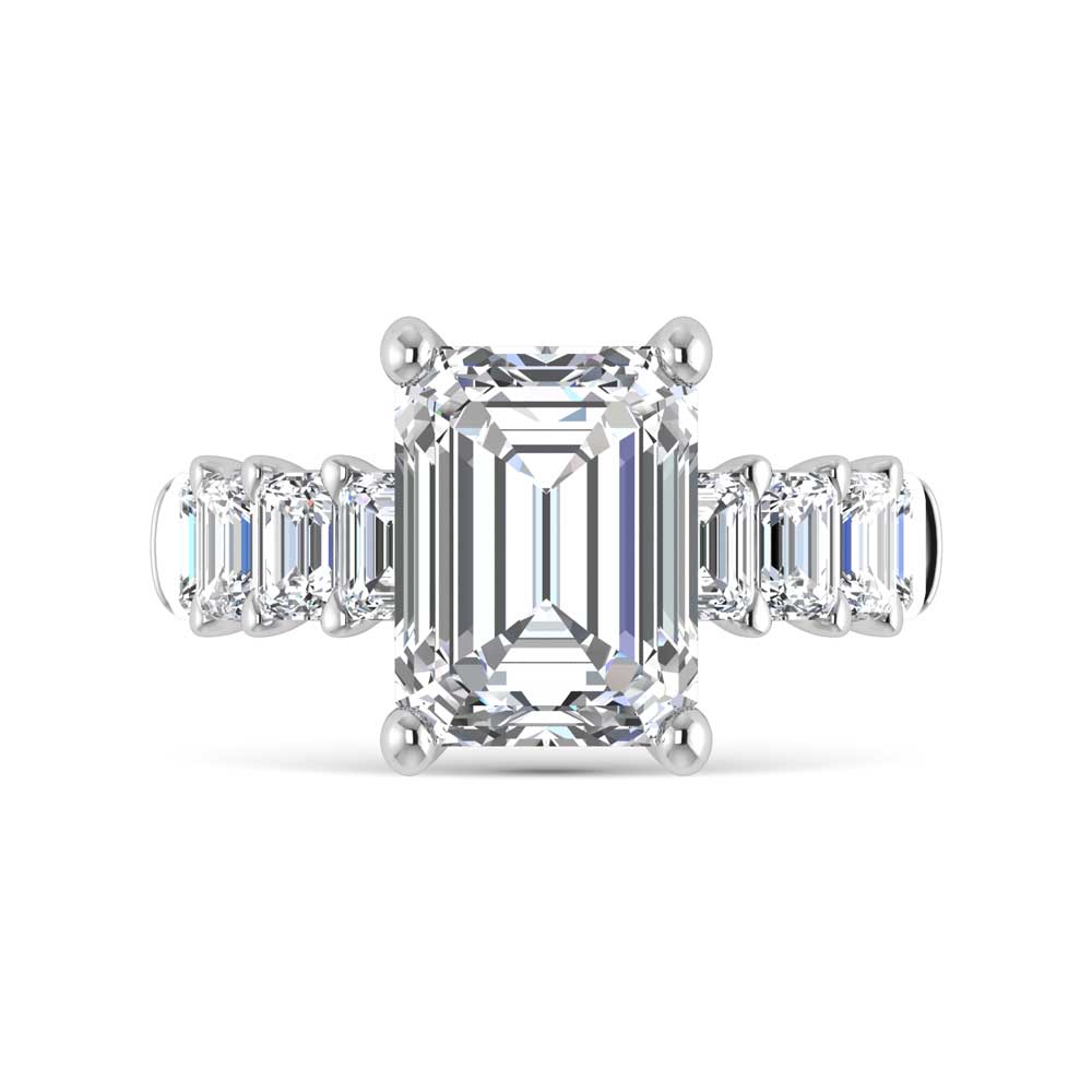 14K White Gold Lab Grown Diamond 4 3/4 Ct.Tw. Engagement Ring (IGI Certified Center 3ct)