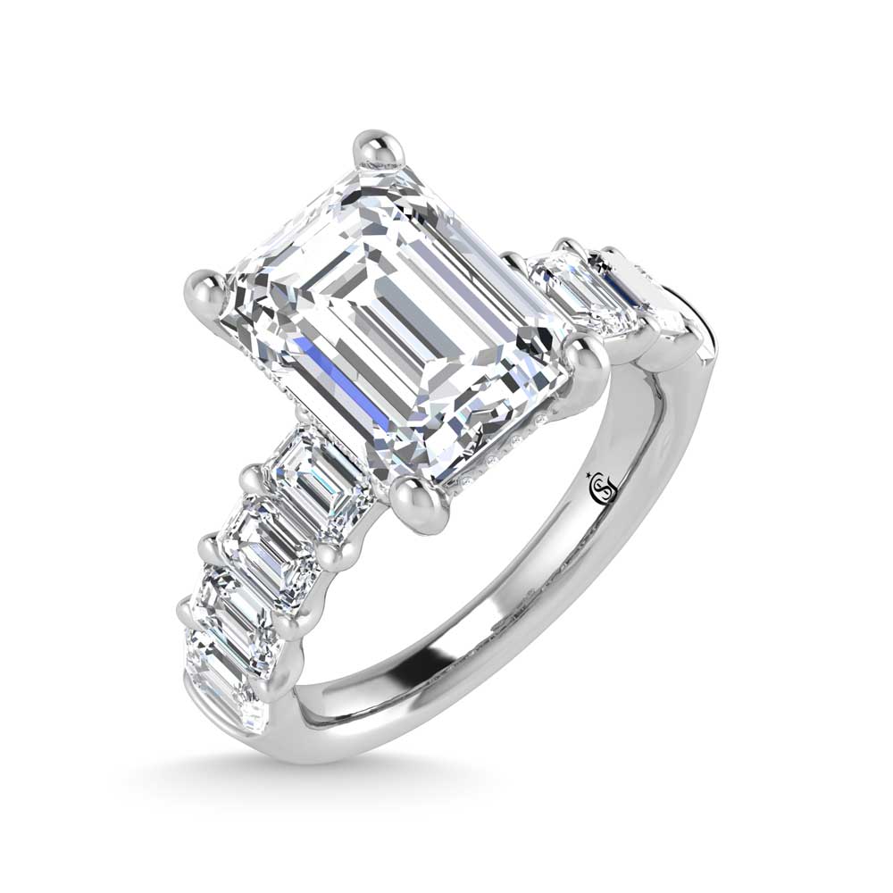 14K White Gold Lab Grown Diamond 4 3/4 Ct.Tw. Engagement Ring (IGI Certified Center 3ct)