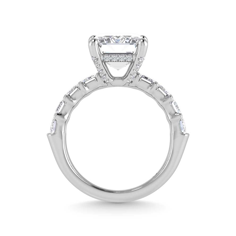 14K White Gold Lab Grown Diamond 4 3/4 Ct.Tw. Engagement Ring (IGI Certified Center 3ct)