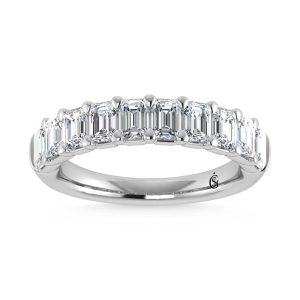 14K White Gold Lab Grown Diamond 2 Ct.Tw. Lab Grown Emerald Band