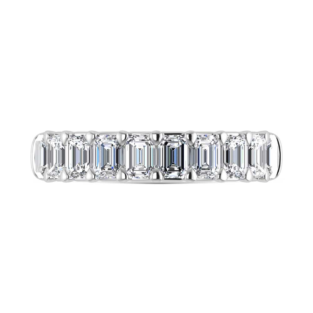 14K White Gold Lab Grown Diamond 2 Ct.Tw. Lab Grown Emerald Band