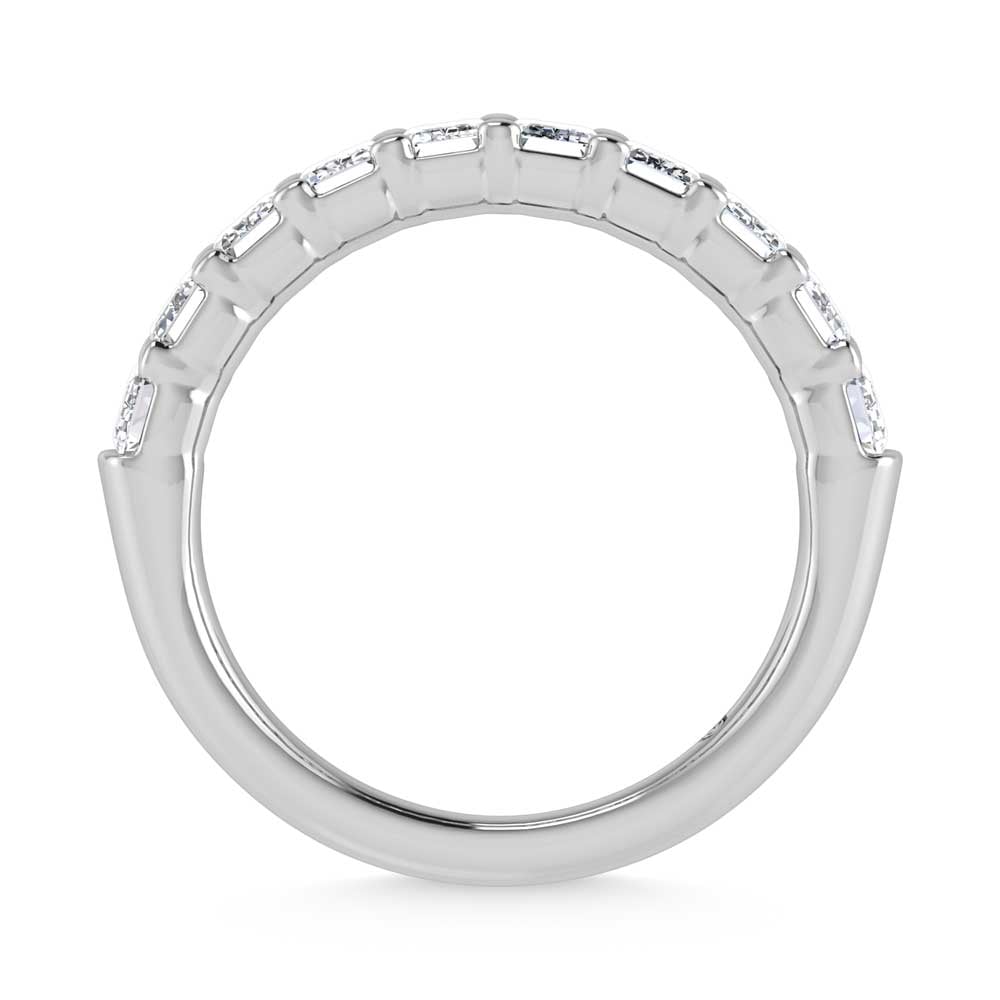 14K White Gold Lab Grown Diamond 2 Ct.Tw. Lab Grown Emerald Band