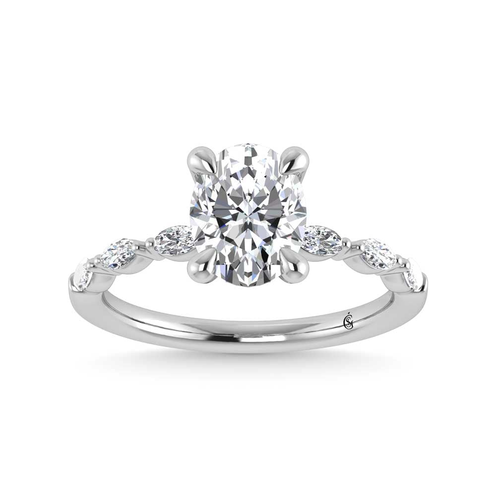 14K White Gold Lab Grown Diamond 2 1/4 Ct.Tw. Engagement Ring (IGI Certified Center 2ct)