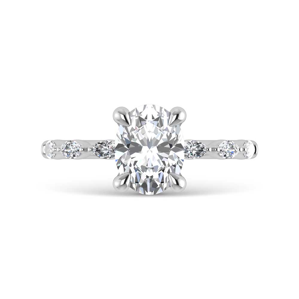 14K White Gold Lab Grown Diamond 2 1/4 Ct.Tw. Engagement Ring (IGI Certified Center 2ct)