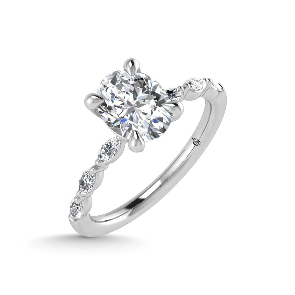 14K White Gold Lab Grown Diamond 2 1/4 Ct.Tw. Engagement Ring (IGI Certified Center 2ct)